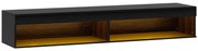 HOMCOM Suport TV Plutitor cu Lumini LED pentru Televizoare de Până la 190 cm, Consolă Media cu Raft de Depozitare, 180x40x30 cm, Negru | Aosom Romania