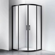 Murcia Negru Cabină De Duș Semirotundă 100x100, 190cm, 6mm, NANO