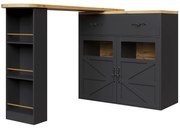 Masă de bar extensibilă cu spațiu de depozitare și funcție de rotire 360°, Negru | Aosom Romania