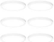 Set de 6 spoturi încastrate sau montate la suprafață albe 30 cm, inclusiv LED, cu atenuare în 3 trepte până la cald - Trans