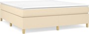 vidaXL Pat box spring cu saltea, crem, 160x200 cm, material textil