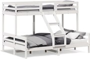 vidaXL Pat supraetajat, 80x200/140x200 cm, alb, lemn masiv de pin
