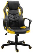 Vinsetto Scaun de Gaming Ergonomic Rotativ cu Roți din Piele Ecologică Negru și Galben Înălțime Ajustabilă | Aosom Romania