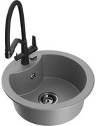 Mexen Diego chiuvetă de granit cu 1 compartiment și baterie de bucătărie Duo, gri - 6512-71-671701-70-B