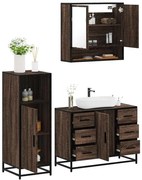 vidaXL Set mobilier de baie, 3 piese, stejar maro, lemn prelucrat
