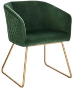 SCAU208 - Scaun masuta toaleta machiaj cosmetica tapitat, scaun living - Verde - Auriu