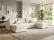 Coltar extensibil in forma de U VENORIA, crem, 285x146 cm + 2 perne GRATUIT