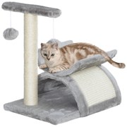 PawHut Ansamblu Pisici Copac Plus Ascuțire Unghii Stâlp Sisal Cusca 2 Mingii 40x30x43cm Gri | Aosom Romania