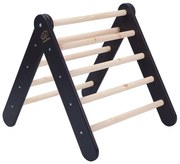 Triunghi Pikler de cățărat negru din lemn de pin 60x60x60 cm Montessori – Meowbaby