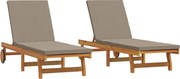 vidaXL Șezlong 2-persoană 2 pcs Maro Lemn Solid de Acacia