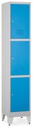 Dulap metalic - 3 cutii, 38 x 45 x 196,5 cm, picioare reglabile, încuietoare cilindrică, albastru - ral 5012