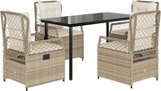 vidaXL Set mobilier de grădină cu perne, 5 piese, bej, poliratan