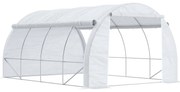 Outsunny Seră cu Tunel cu Ușă, Panouri și 8 Ferestre Rulabile, în Oțel Zincat și PE, 3.97x3x2 m, Alb | Aosom Romania