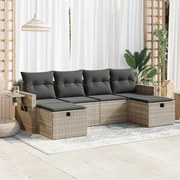 vidaXL Set canapele de grădină cu perne, 6 piese gri deschis poliratan