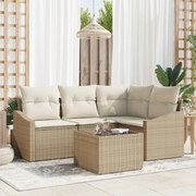 vidaXL Set de canapele pentru grădină 5 pcs Bej Rattan poli