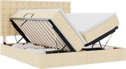 vidaXL Pat cu storage cu saltea Creme 200 x 200 cm Piele artificială