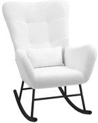 HOMCOM Fotoliu meșterit, material moale, pernă spătar, antiderapant, până la 120 kg, Alb | Aosom Romania