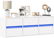 vidaXL Comodă TV de perete cu lumini LED, alb, 130x31x45 cm