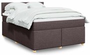 vidaXL Pat box spring cu saltea, maro închis, 140x200 cm, textil