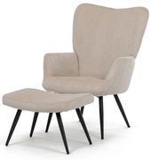 Scaun pentru relaxare cu suport pentru picioare L7285 CRM6, crem