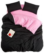 Lenjerie de pat neagră-roz pentru pat de o persoană, extinsă cu cearceaf inclus, cu 3 piese 160x220 cm Classic – Mila Home