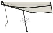 vidaXL Copertină autonomă retractabilă manual, crem, 450x350 cm