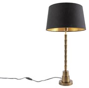 Lampă de masă Art Deco bronz cu abajur din bumbac negru 35 cm - Pisos