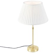 Lampă de masă aurie/alamă cu abajur plisat crem 35 cm - Parte