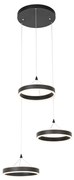 Lampă suspendată neagră rotundă cu LED cu dimmer în 3 trepte cu 3 lumini - Lyani