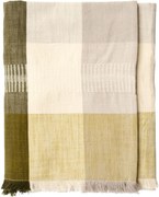 Față de masă din bumbac țesut manual cu model în carouri mari și franjuri, 120×220 cm, „Harvest Check Green"
