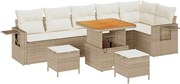 vidaXL Set de canapele pentru grădină 9 pcs Bej poliratan