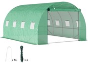 Outsunny Seră tunel de grădină 3 x 4 x 2 m cu ușă înrolabilă și ferestre mari, din oțel galvanizat și PE, verde | Aosom Romania