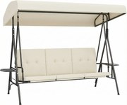 Outsunny Balansoar de grădină 3 locuri confort sporit, acoperiș reglabil, 2 tablete laterale, perne, oțel poliester | Aosom Romania