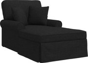 vidaXL Chaise Lounge cu fustă cu pernă cu pernă 3 pcs Negru țesătură