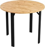 Masa bucatarie Onita rotund culoare nuc picioare negru,R 90 cm