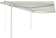 vidaXL Copertină retractabilă automat, cu stâlpi, crem, 4x3 m