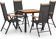vidaXL Set mobilier de exterior, 5 piese, negru, aluminiu