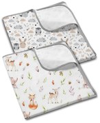 Set 2 aleze impermeabile refolosibile din bumbac 78x60 cm Kidizi Forest Friends Joy