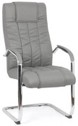 Scaun vizitator gri OFF 8115 din piele ecologică și cadrul cromat tip sanie