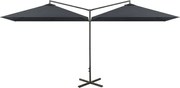 vidaXL Umbrelă de soare dublă cu stâlp din oțel, antracit, 600x300 cm