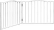 vidaXL Poartă pentru câini pliabilă, 2 panouri, alb, 160 cm, lemn plop
