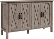 HOMCOM Dulap în Stil Rustic cu 2 Rafturi Reglabile pentru Depozitare, Dulap pentru TV cu 4 Uși, 120x37x75 cm, Gri | Aosom Romania