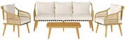 Outsunny Set de Mobilier de Grădină din 4 Piese cu Canapea, 2 Fotolii, Măsuță și Perne, 180x64x80 cm, Kaki | Aosom Romania