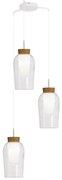 Lustra cu 3 pendule design modern Nora alb/ lemn