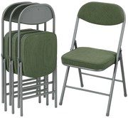 HOMCOM Lot de 4 scaune pliante scaune de sufragerie portabile cu șezuturi și spătare căptușite din catifea cotelată verde | Aosom Romania