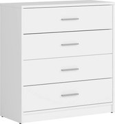 Comoda NEPO PLUS, alb, PAL laminat, cu 4 sertare, 80x34x84 cm