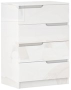 HOMCOM Comodă cu 4 Sertare Modernă și Minimalistă, Comodă din Pal Melaminat, 60x40x85 cm, Alb Lucios | Aosom Romania