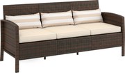 Outsunny Canapea de exterior cu 3 locuri, din ratan PE, cu perne confortabile și detașabile, 173x68x78 cm, maro | Aosom Romania