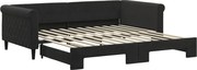 vidaXL Pat de zi cu extensie, negru, 100x200 cm, catifea