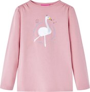 vidaXL Tricou pentru copii cu mâneci lungi, roz deschis, 128